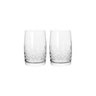 To klare fasettslipte glass med diamantmønster fra Frederik Bagger i skandinavisk design.