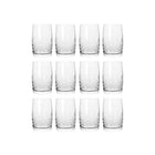 Tolv klare glass med rillet, fasettslipt mønster i skandinavisk design fra Frederik Bagger.