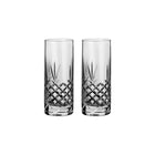 To høye krystallglass med fasettslipt diamantmønster i klart glass fra Frederik Bagger.