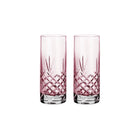 To rosa fasettslipte krystallglass med diamantmønster, skandinavisk design fra Frederik Bagger.