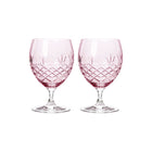To rosa krystallglass med diamantmønster og fasettsliping, skandinavisk design fra Frederik Bagger.