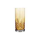 Skandinavisk designet gul vase i farget krystallglass med fasettslipt diamantmønster fra Frederik Bagger.