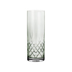 Høy, smal krystallglassvase i grønt med diamantmønster fra Frederik Bagger, skandinavisk design.
