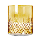 Fasettslipt Crispy Citrine glass i gult krystall med diamantmønster fra Frederik Bagger, skandinavisk design.