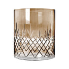 Røykfarget glassvase med fasettslipt diamantmønster, skandinavisk design av Frederik Bagger.