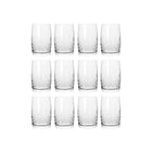 Tolv klare glass med rillet, fasettslipt mønster i skandinavisk design fra Frederik Bagger.