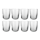 Åtte klassiske sylindriske vannglass i klart glass med skandinavisk design fra Frederik Bagger.