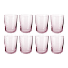 Åtte rosa vannglass i minimalistisk skandinavisk design fra Frederik Bagger, funksjonelle og tidløse.